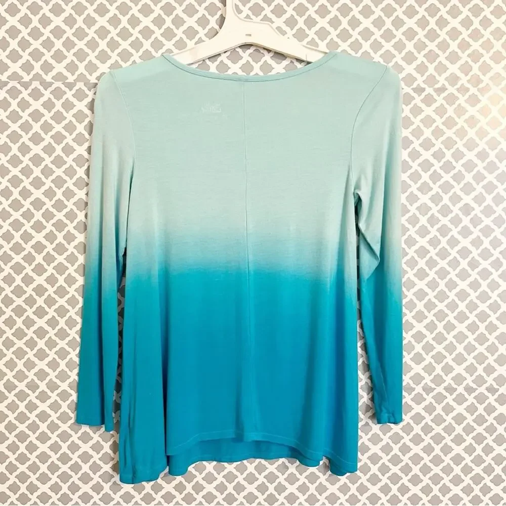 Girls Ombre Blue Top JUSTICE Long Sleeve Size 10